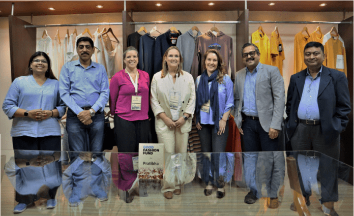 Left to right; Ms Ankita Saxena (Pratibha Syntex Limited), Mr. Mukesh Matta (Pratibha Syntex Limited), Gemma Verhoeven (Good Fashion Fund), Bernadette Blom (Good Fashion Fund), Ms. Nina Retzlaff (Global CAD), Mr. Sameer Bhand (Pratibha Syntex Limited), Mr. Mrinal Bose (Pratibha Syntex Limited). Image by Nitya Work