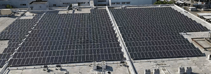 Solar power facilities installed at the Shanghai YKK Zipper Co., Ltd. Lin Gang (left) and Min Hang (below) plants. Photo - YKK Corporation