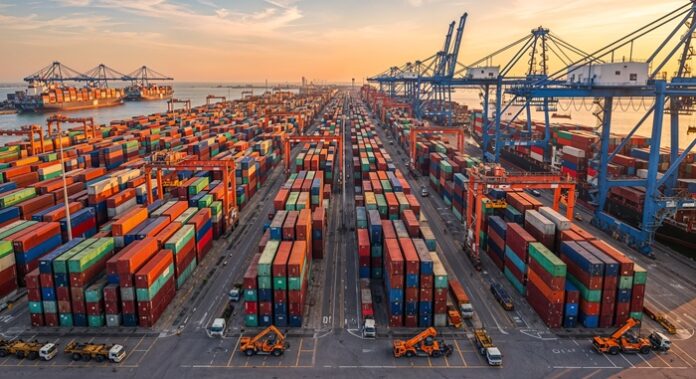 aerial-view-busy-container-port-sunset CITI